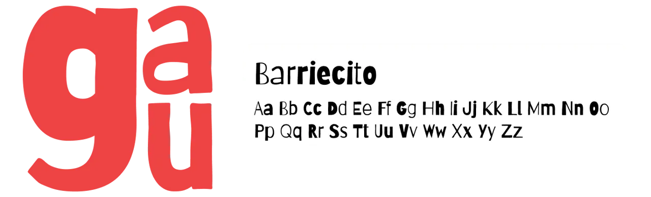 Logo and Barriecito font family.